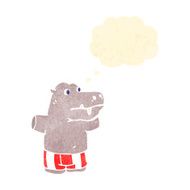 retro cartoon hippopotamus in boxer shorts