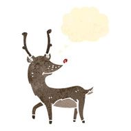 retro cartoon reindeer with thought bubble