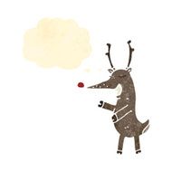 retro cartoon reindeer with thought bubble N2