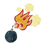 retro cartoon bomb symbol with burning fuse N3