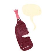 retro cartoon red wine bottle N8