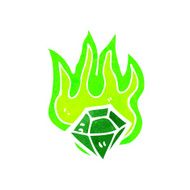retro cartoon green gem