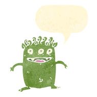 retro cartoon alien with speech bubble N2