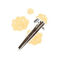 retro cartoon nail in plank