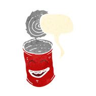 retro cartoon happy food tin