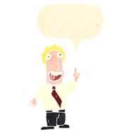 retro cartoon happy office man asking question