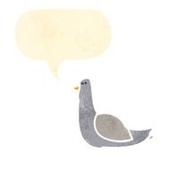 retro cartoon pigeon with speech bubble