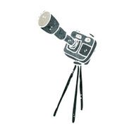 retro cartoon camera on tripod