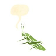 retro cartoon grasshopper with speech bubble