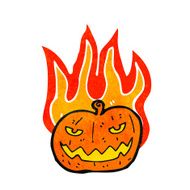 flaming halloween pumpkin cartoon