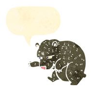 retro cartoon bear with speech bubble N6