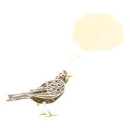 retro cartoon bird with thought bubble N15