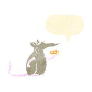 retro cartoon mouse eating cheese