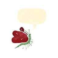 retro cartoon butterfly with speech bubble
