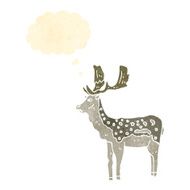 retro cartoon stag with thought bubble