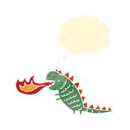 retro cartoon fire breathing monster