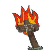 retro cartoon burning cross
