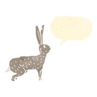 retro cartoon hare with speech bubble