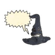 retro cartoon spooky witch hat