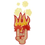 retro cartoon rock hand symbol