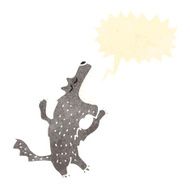 retro cartoon howling wolf