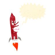 retro cartoon screaming rocket