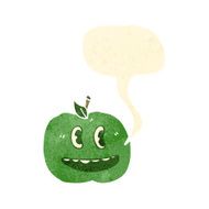 retro cartoon apple with speech bubble N2