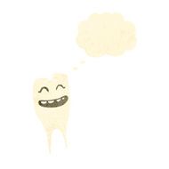 retro cartoon tooth with thought bubble