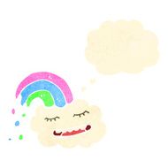 retro cartoon happy rainbow cloud