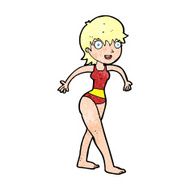 cartoon happy woman in swimming costume N13