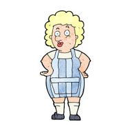 cartoon woman in kitchen apron N12