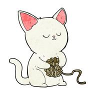 cartoon cat playing with ball of yarn N4