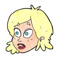cartoon female face with surprised expression N17