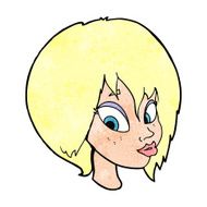 cartoon pretty female face pouting N13