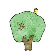 cartoon tree with birdhouse N11