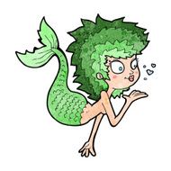 cartoon mermaid blowing a kiss N11