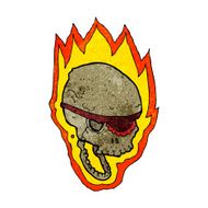 cartoon flaming pirate skull N15