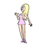 cartoon woman in pink dress N13