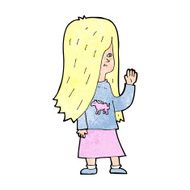 cartoon girl with pony shirt waving N13