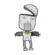 funny cartoon robot with open head N13