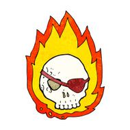 cartoon burning skull N17