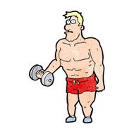 Cartoon Man Lifting Weights N26