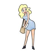 cartoon woman looking in handbag N11