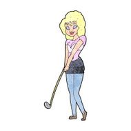 Cartoon Woman Playing Golf N28