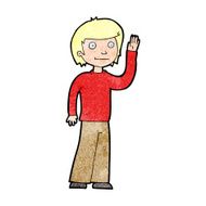 cartoon friendly boy waving N13