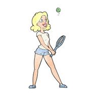 cartoon woman playing tennis N11
