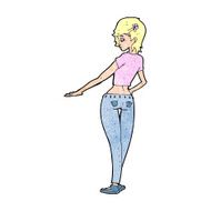 cartoon pretty girl in jeans and tee N13