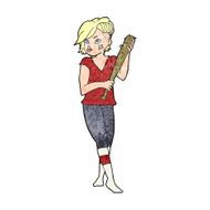 cartoon pretty punk girl with baseball bat N13