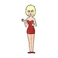 cartoon confused woman in cocktail dress N13