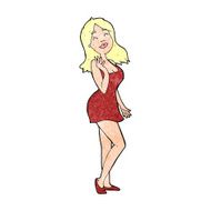 cartoon pretty woman in cocktail dress N13